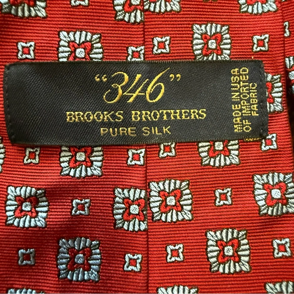 Brooks Brothers 346 Red & Blue Geometric‎ Print Silk Tie USA  IMMACULATE
